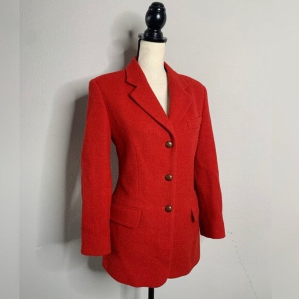 Valentini Red Wool Vintage Single Breasted Blazer - Picture 3 of 15
